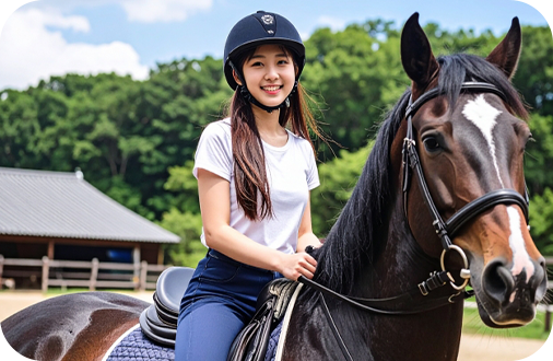 乗馬体験をする女性1