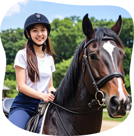 乗馬体験をしている女性